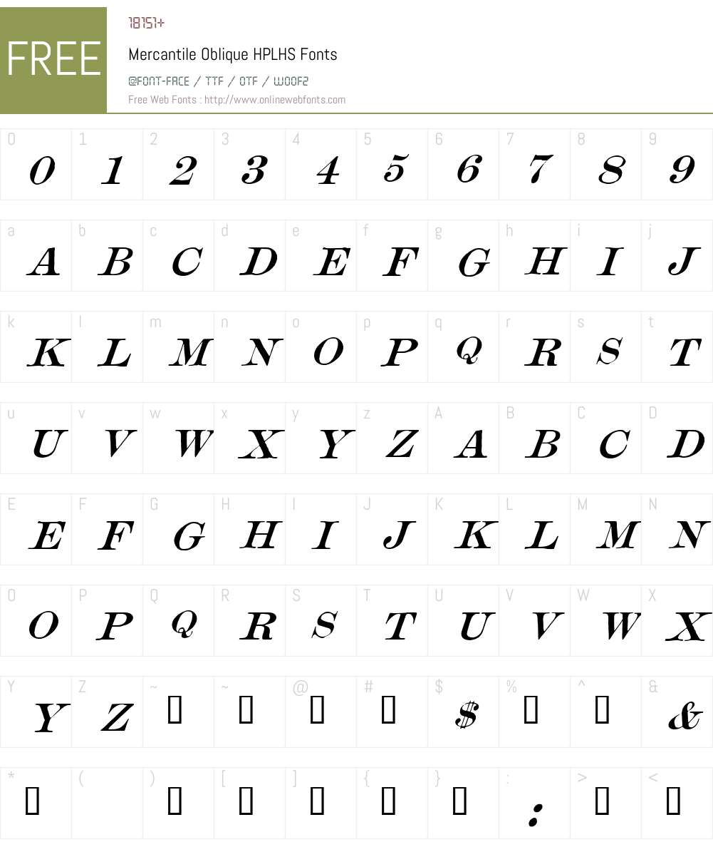 Mercantile Oblique Font Screenshots