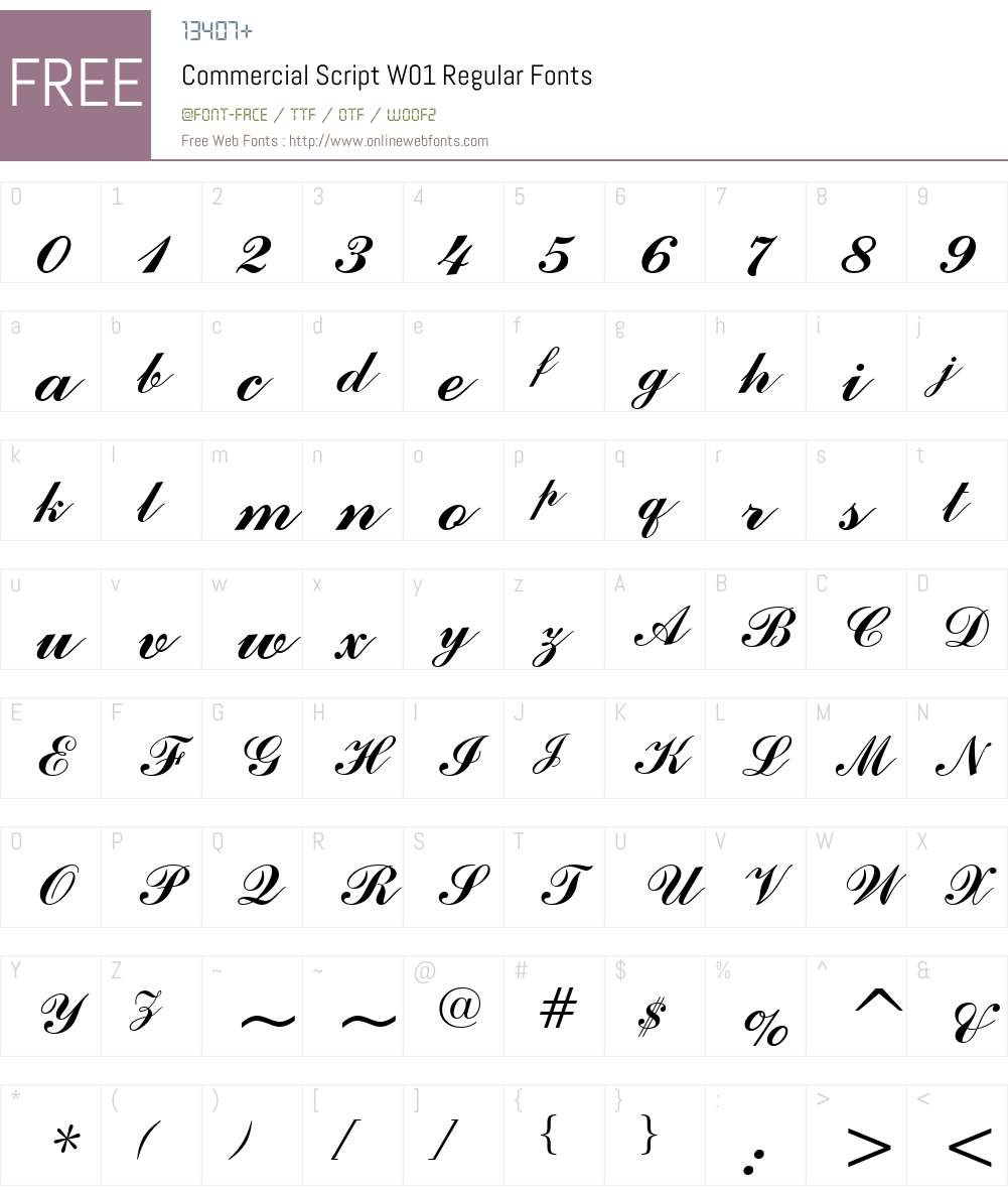 CommercialScriptW01-Regular Font Screenshots