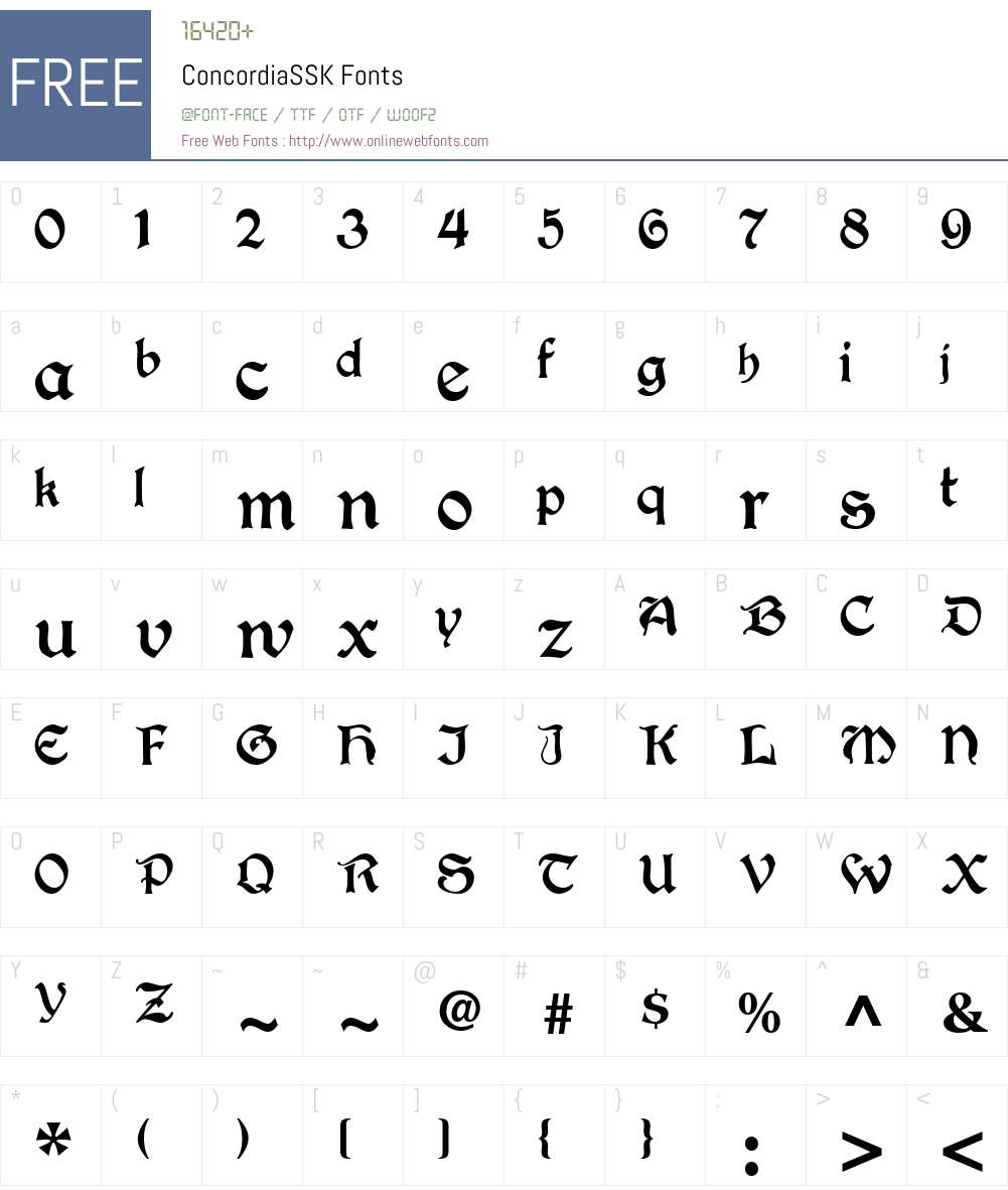 ConcordiaSSK Font Screenshots