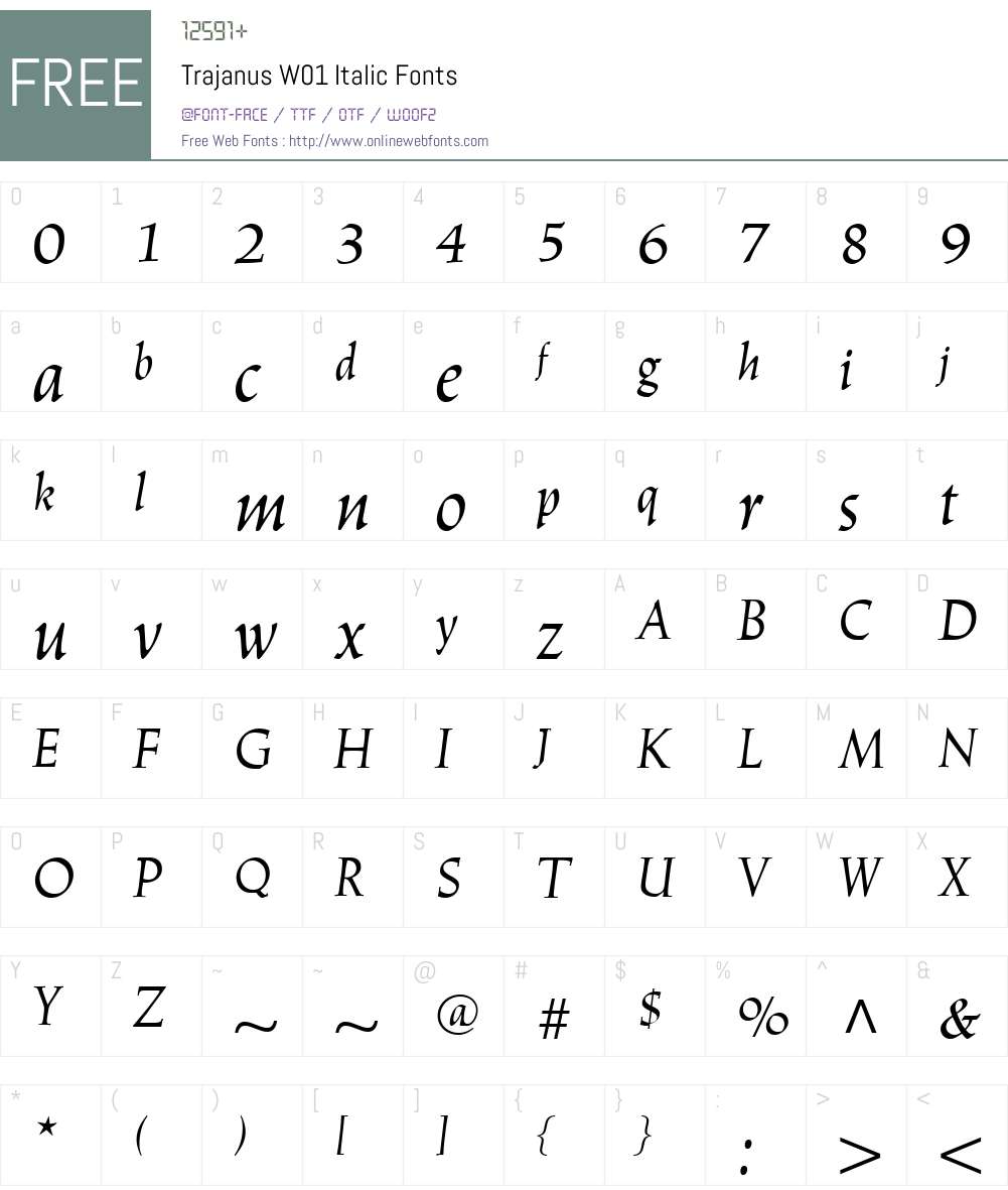 TrajanusW01-Italic Font Screenshots