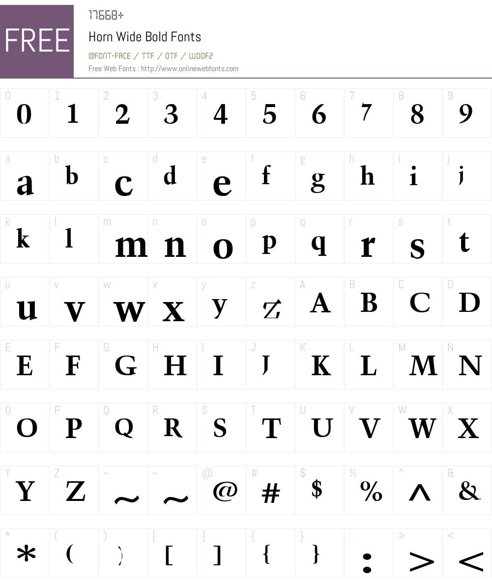 Horn Wide Font Screenshots