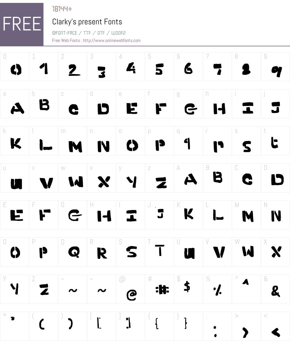 Clarky's present Font Screenshots