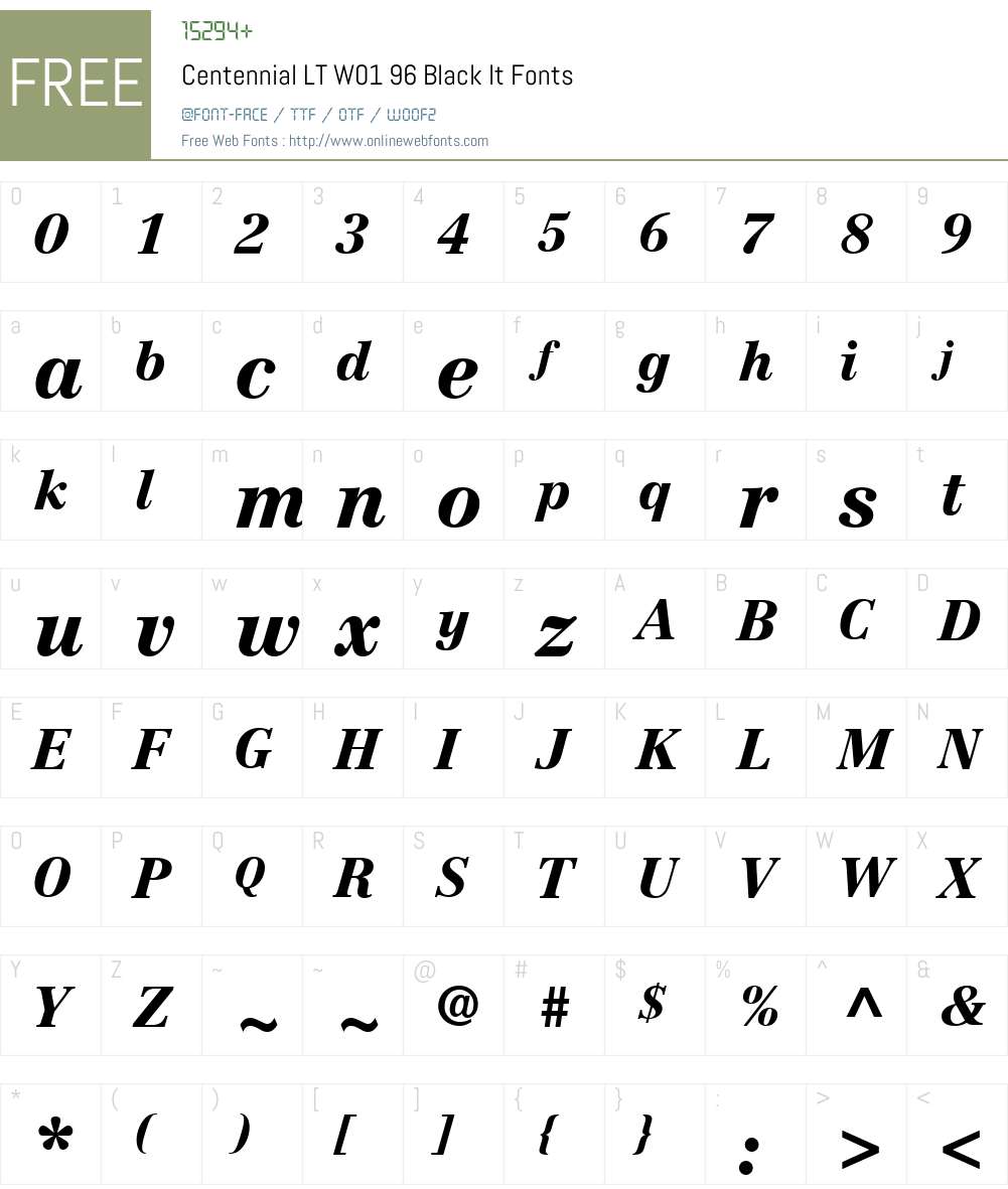 CentennialLTW01-96BlackIt Font Screenshots