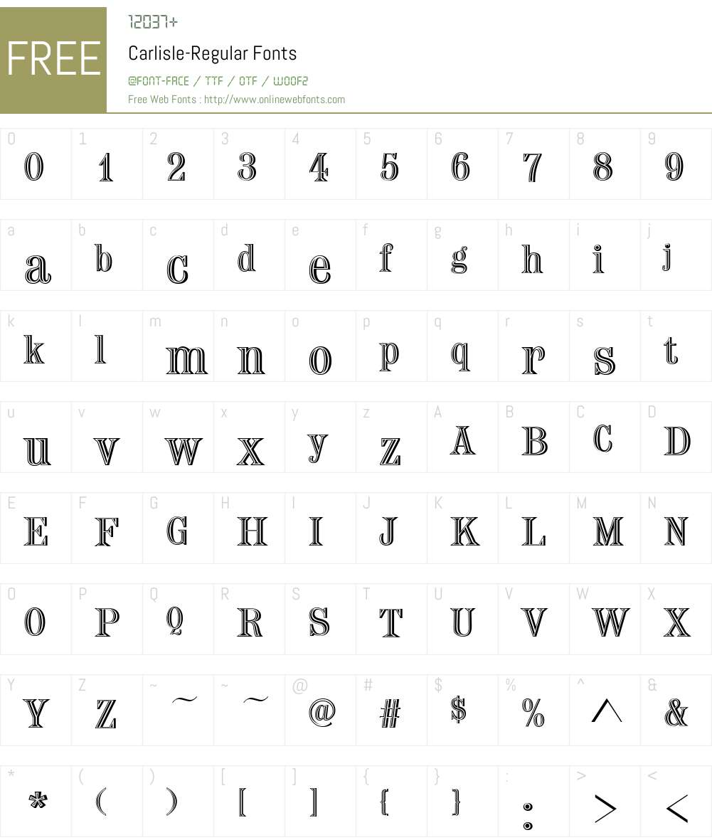 Carlisle Font Screenshots
