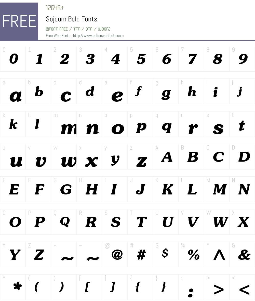 Sojourn Font Screenshots