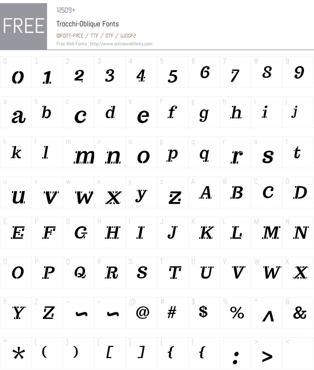 Trocchi Oblique Stencil Font Screenshots