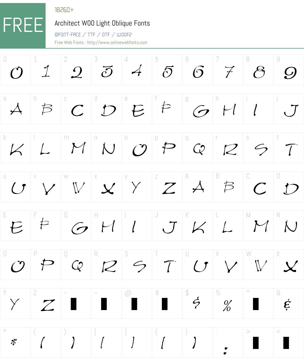 ArchitectW00-LightOblique Font Screenshots