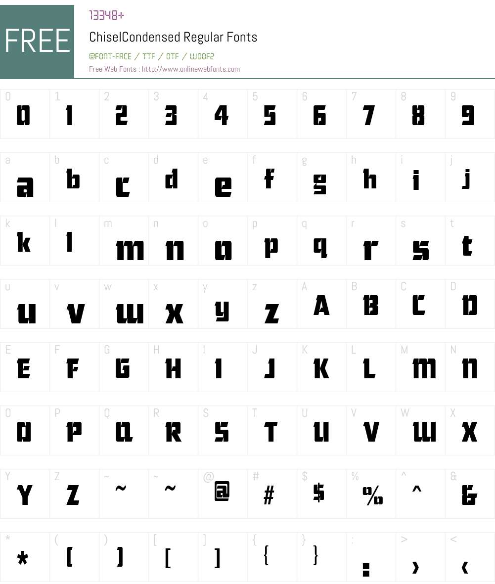 ChiselCondensed Font Screenshots