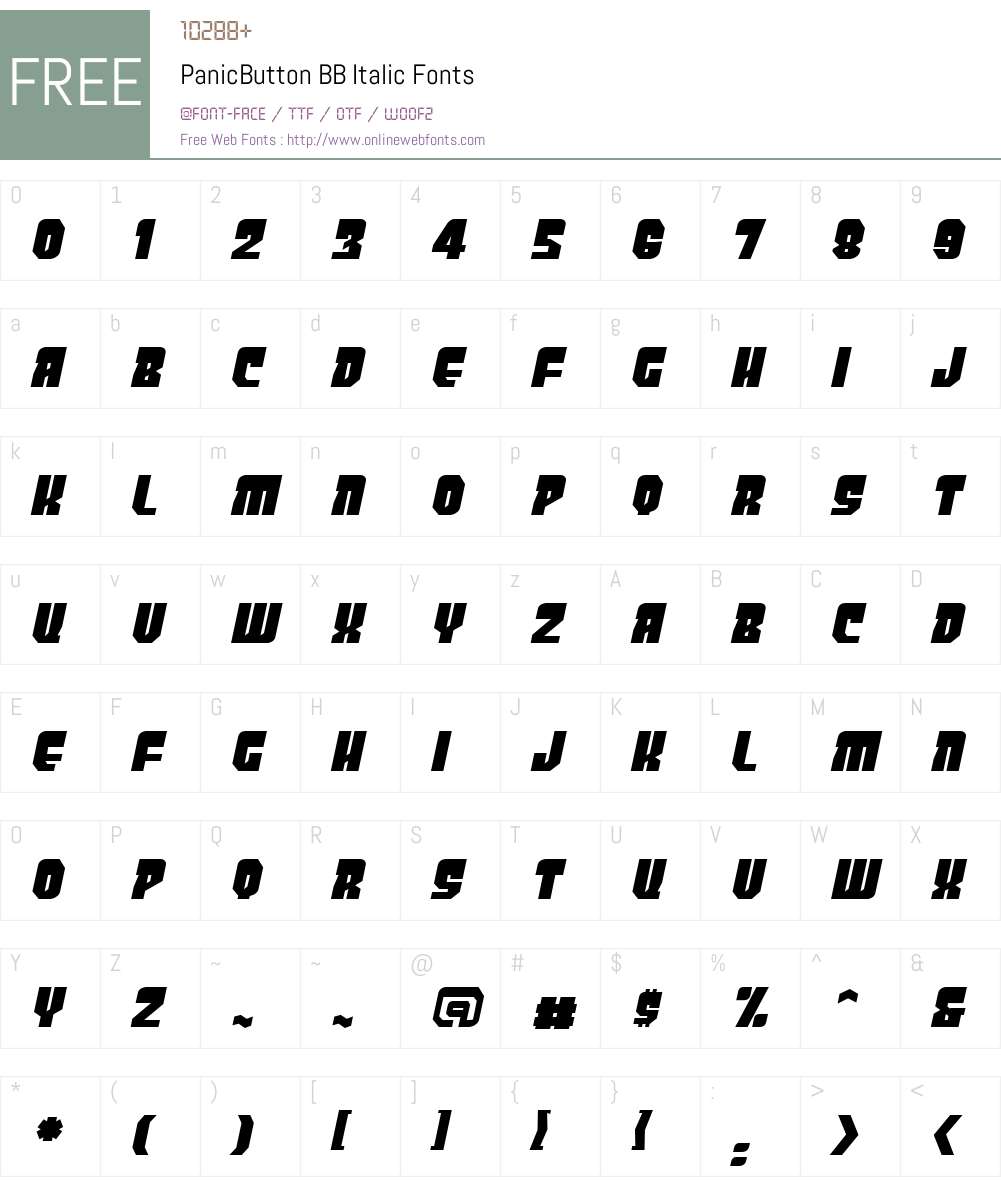 PanicButton BB Font Screenshots