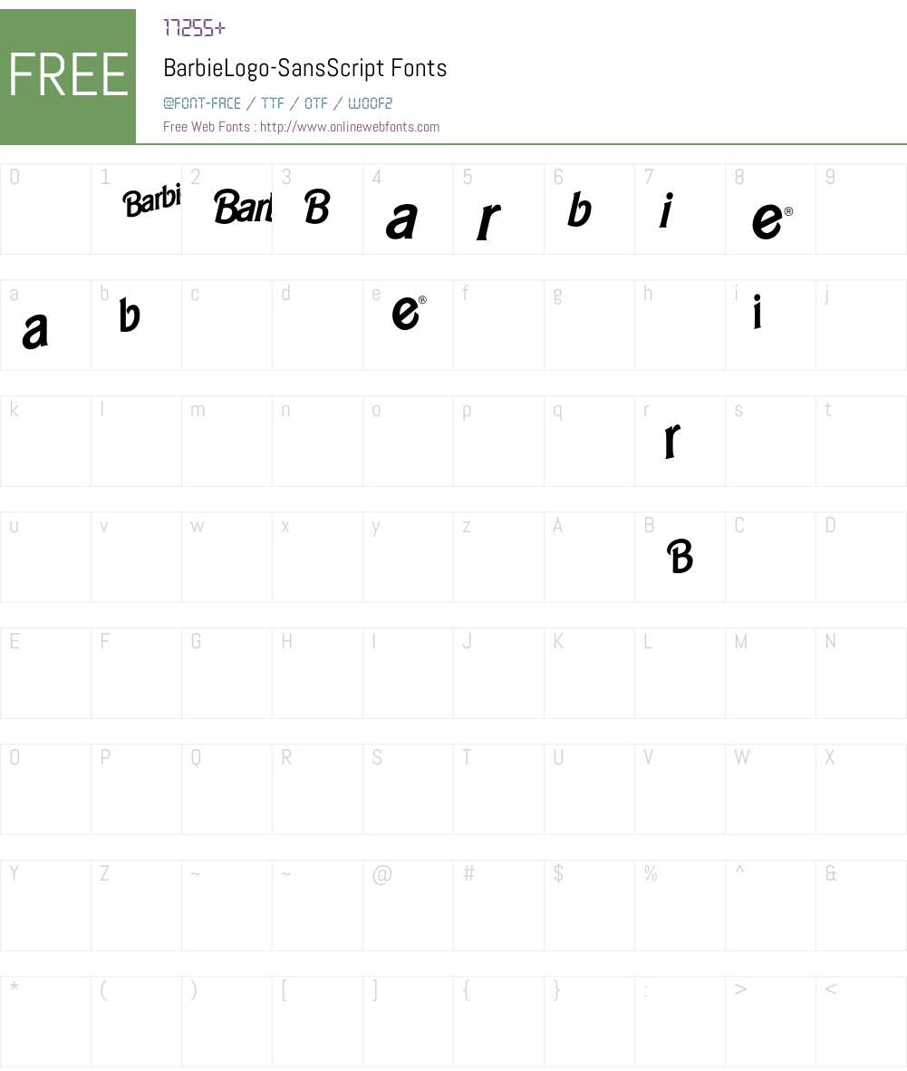BarbieLogo Font Screenshots