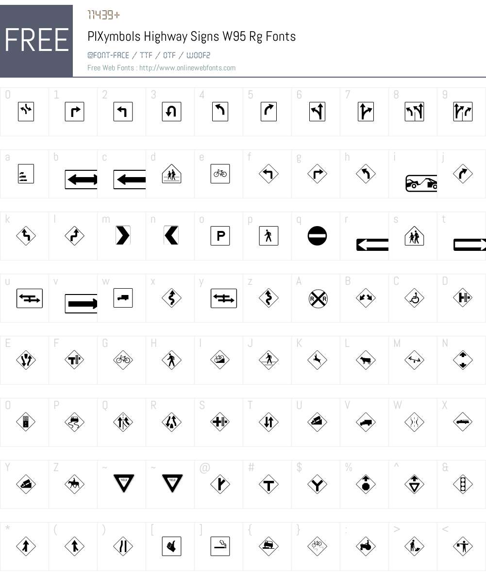 PIXymbolsHighwaySignsW95-Rg Font Screenshots