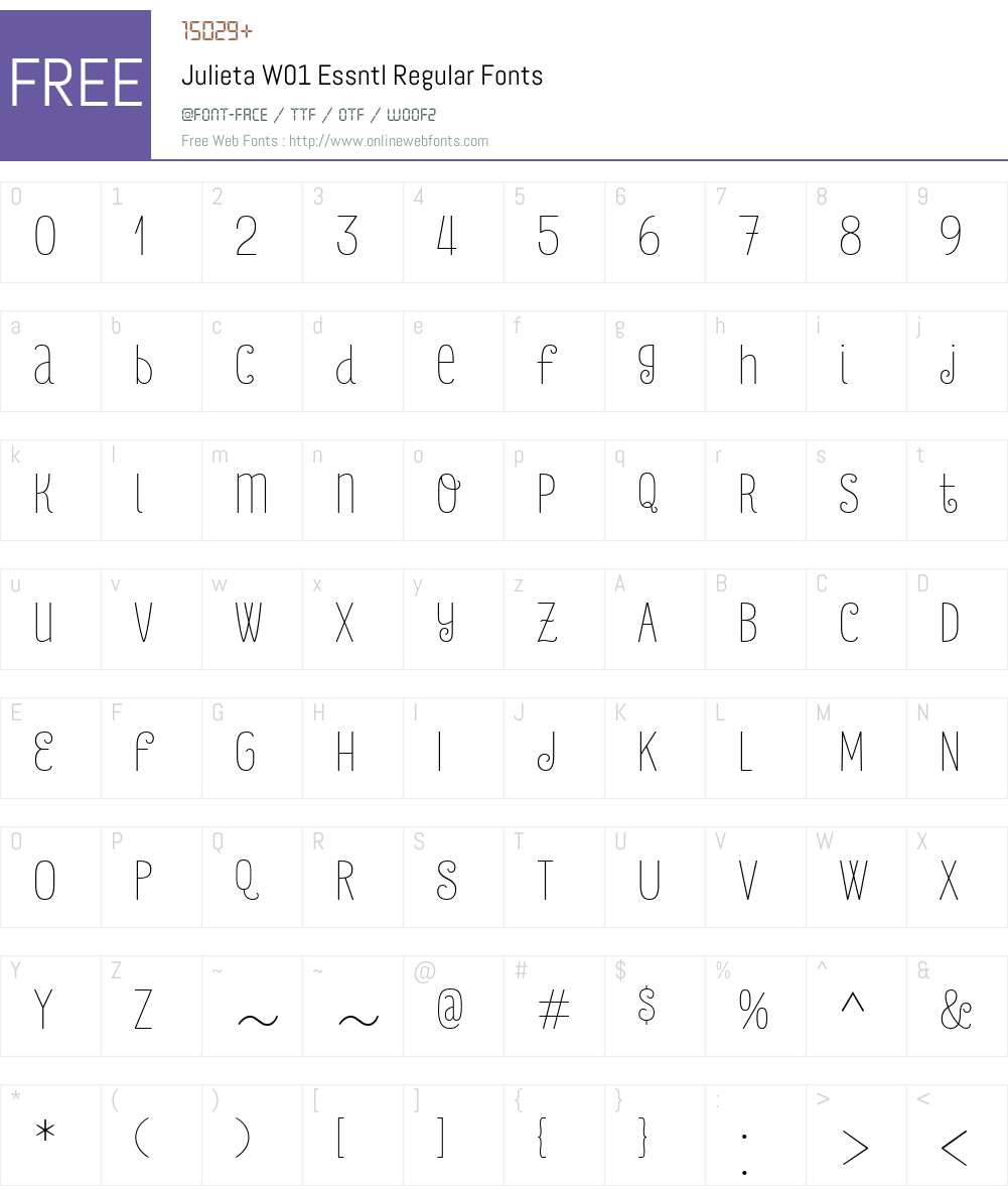 JulietaW01-EssntlRegular Font Screenshots