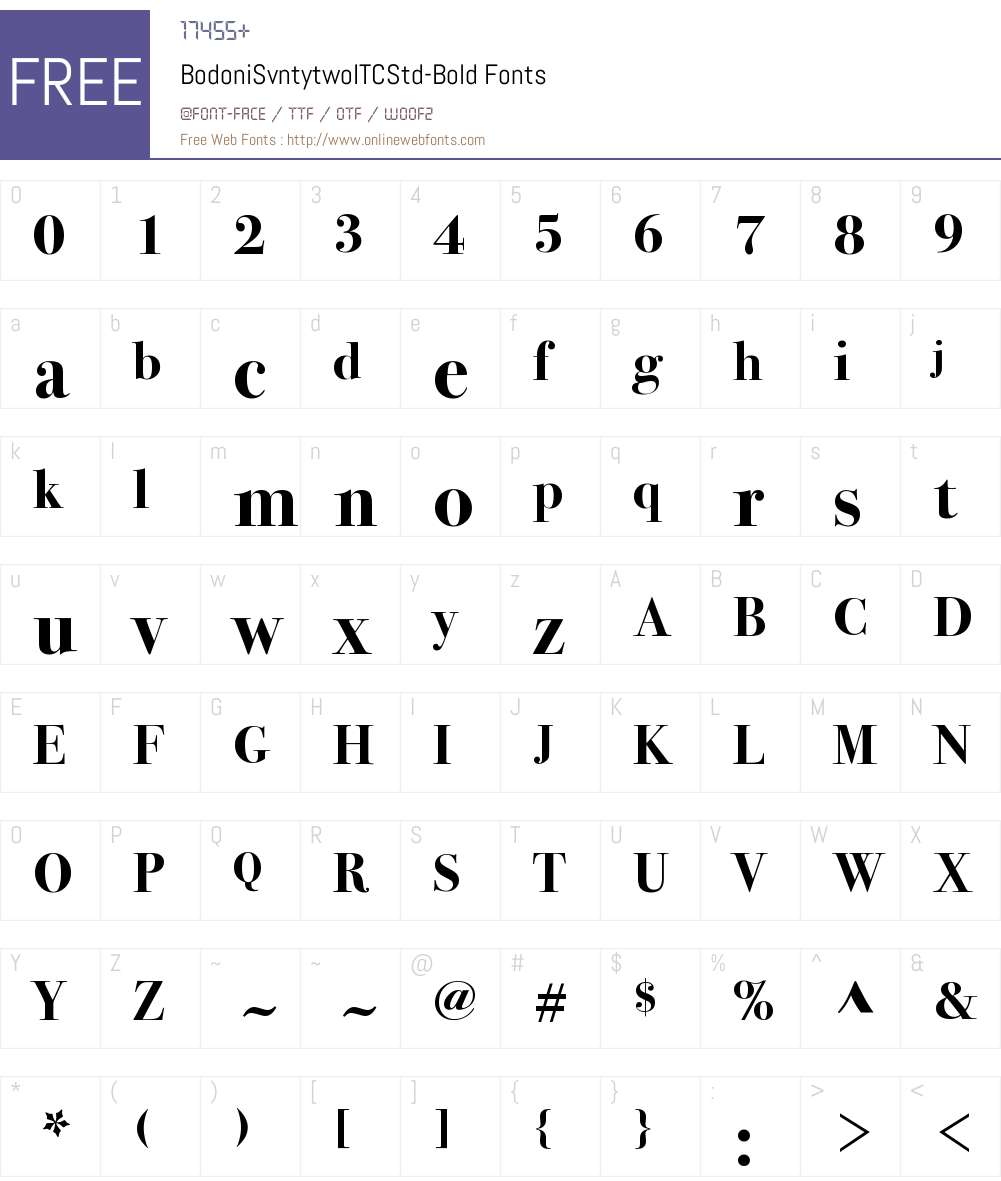 Bodoni Svntytwo ITC Std Book Font Screenshots