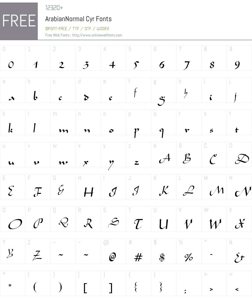 ArabianNormal Cyr Font Screenshots
