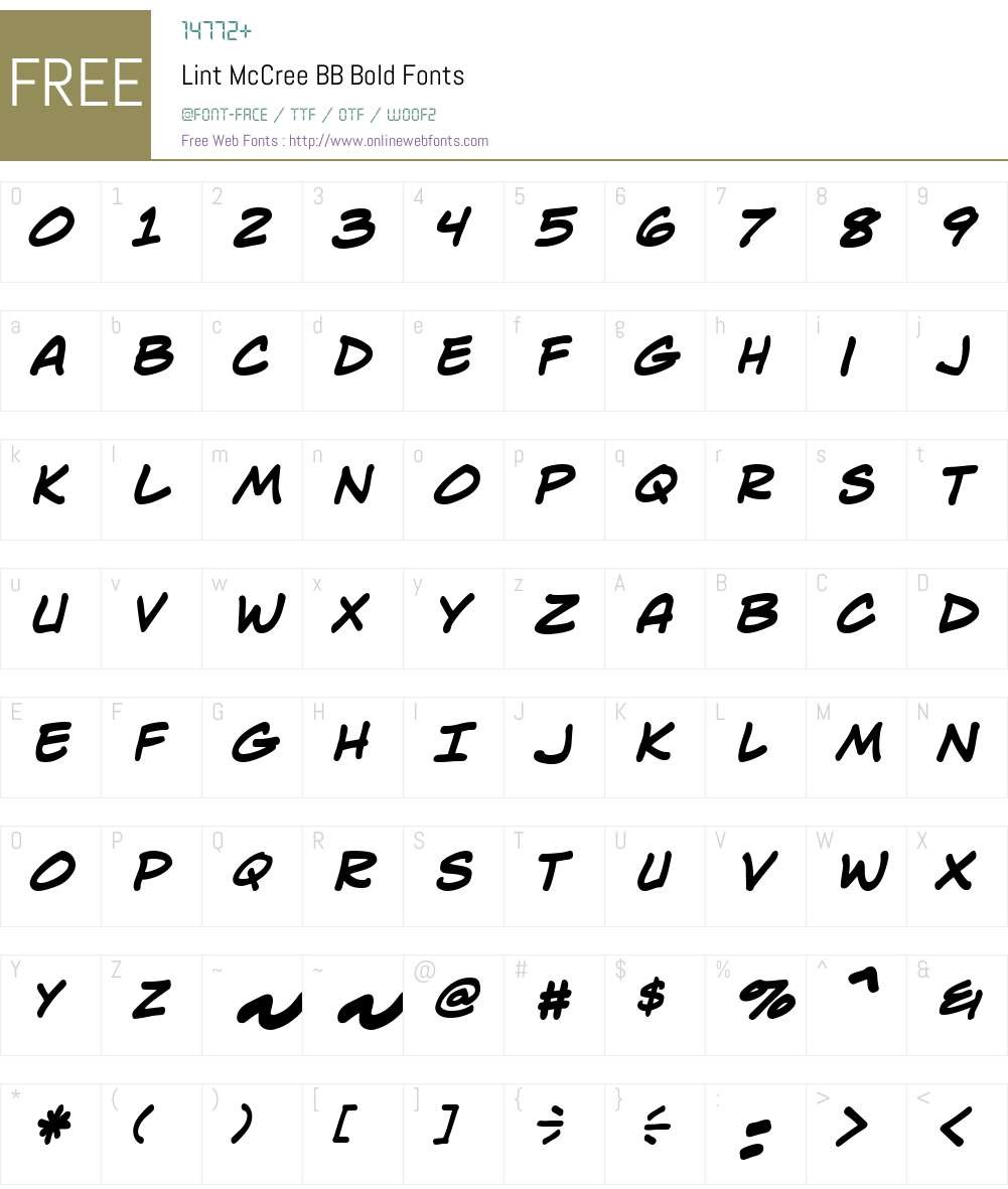 Lint McCree BB Font Screenshots