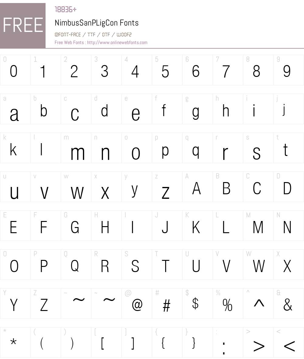 NimbusSanPLigCon Font Screenshots