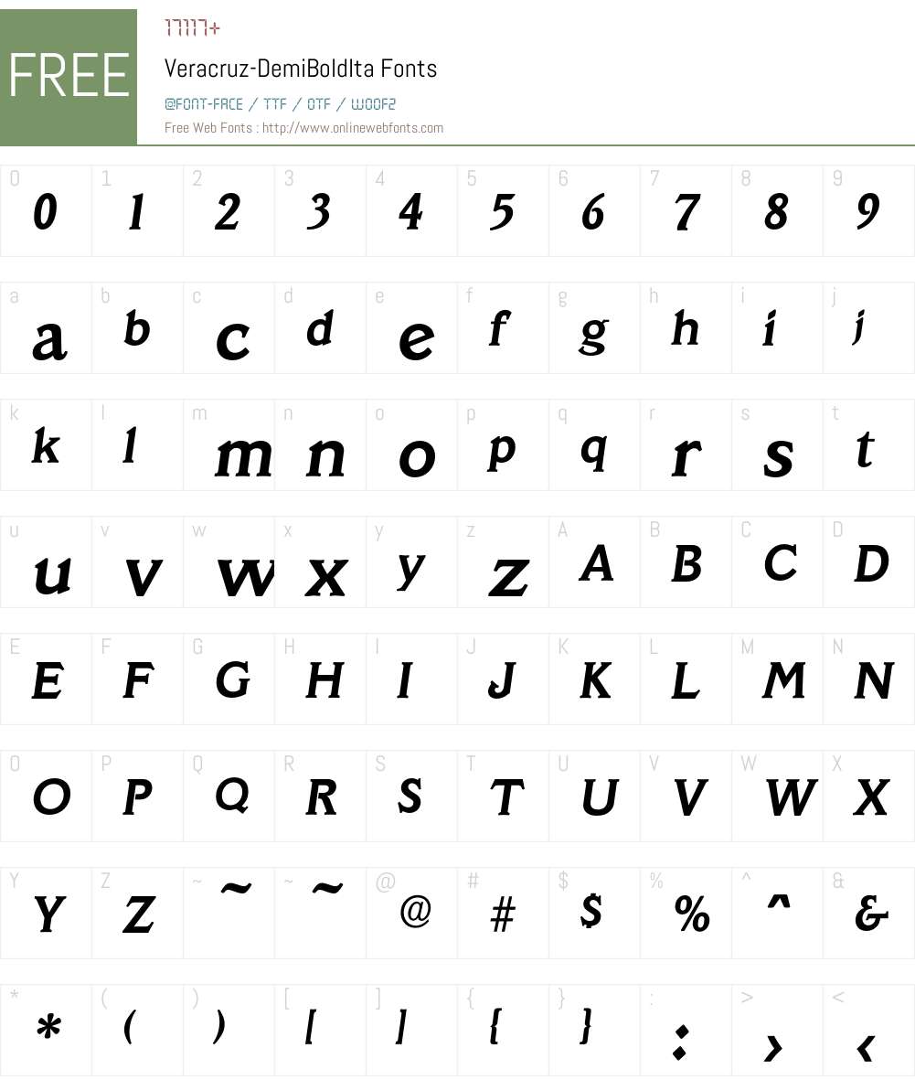 Veracruz-DemiBoldIta Font Screenshots