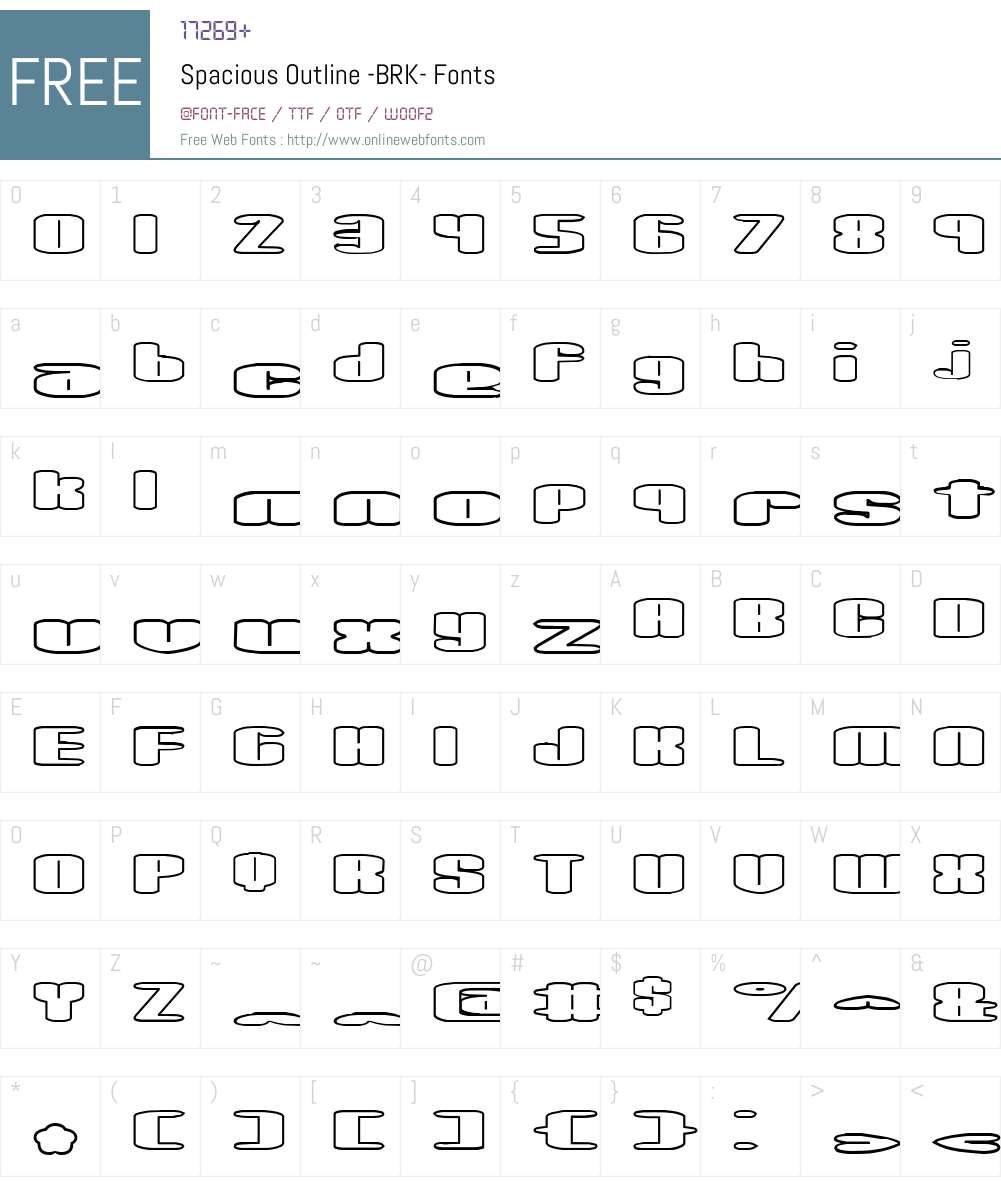 Spacious Outline (BRK) Font Screenshots