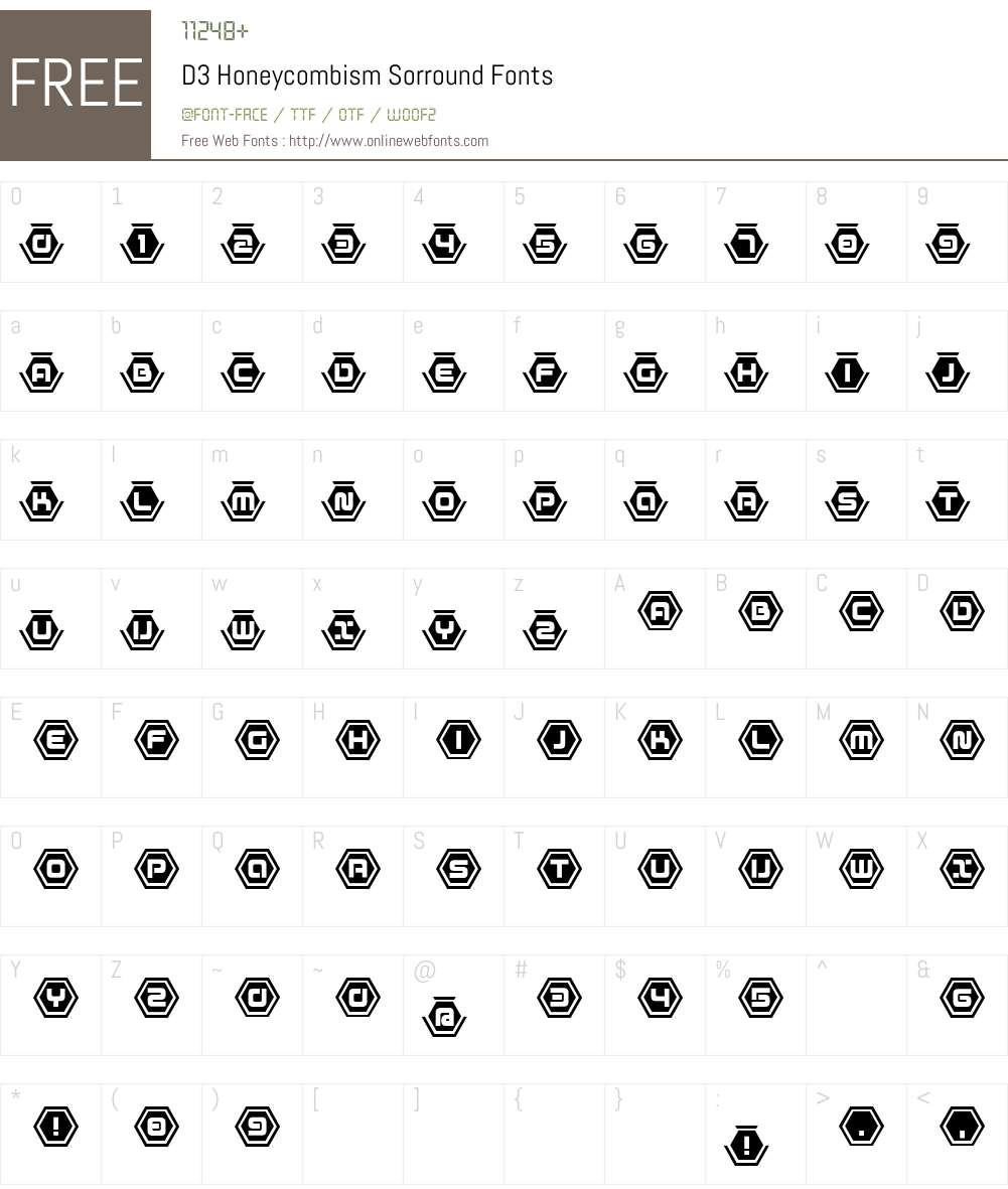 D3 Honeycombism Sorround Font Screenshots