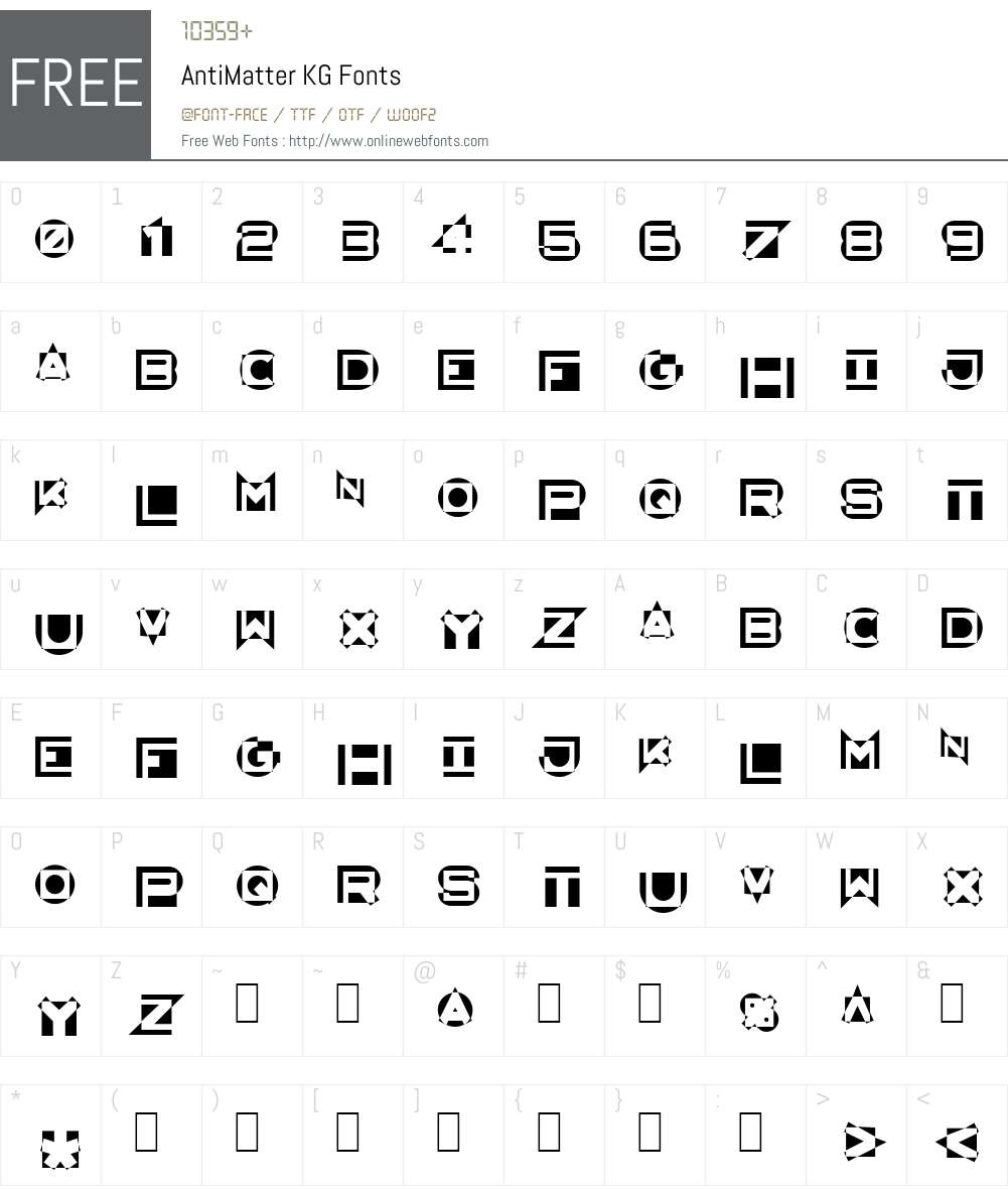 AntiMatter KG Font Screenshots