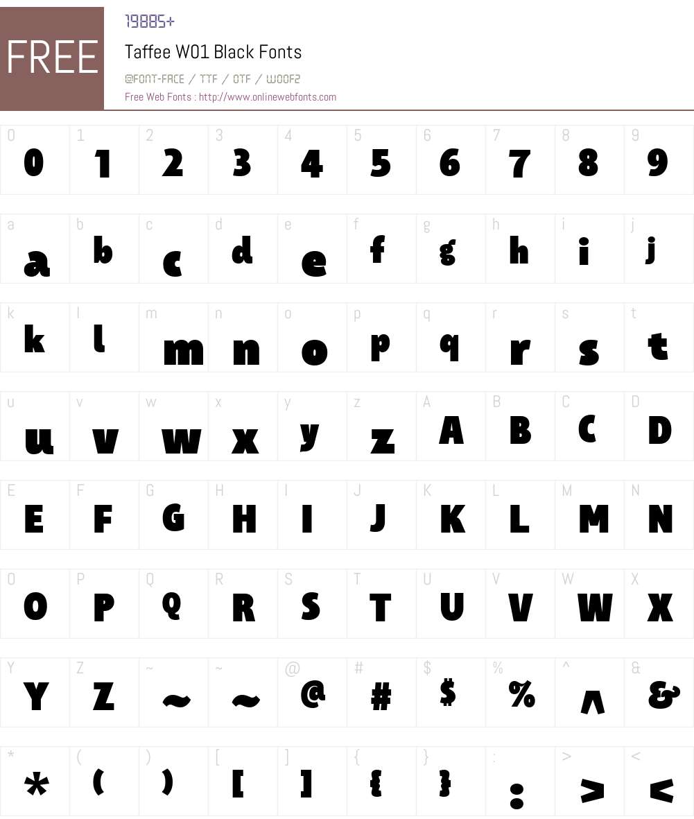 TaffeeW01-Black Font Screenshots