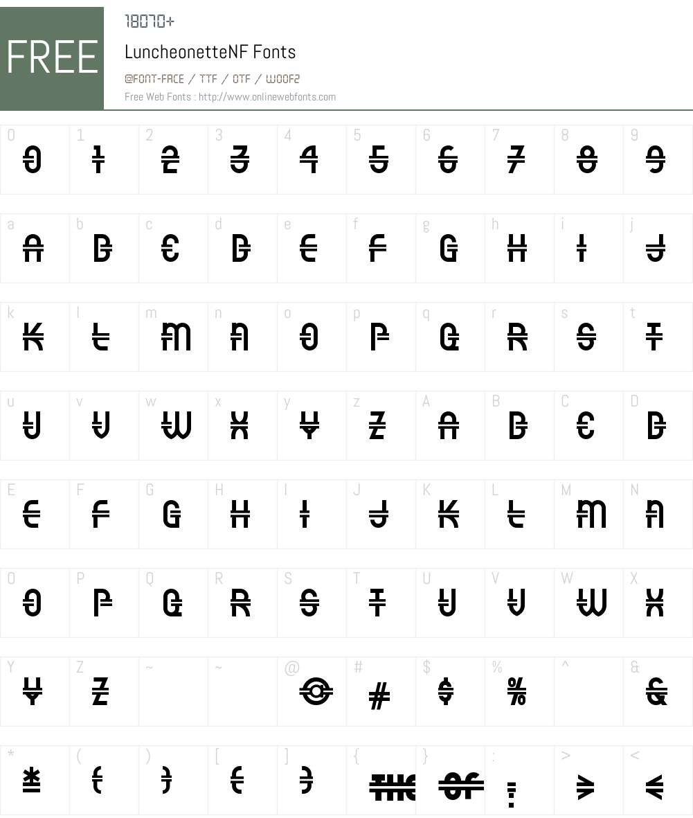 Luncheonette NF Font Screenshots