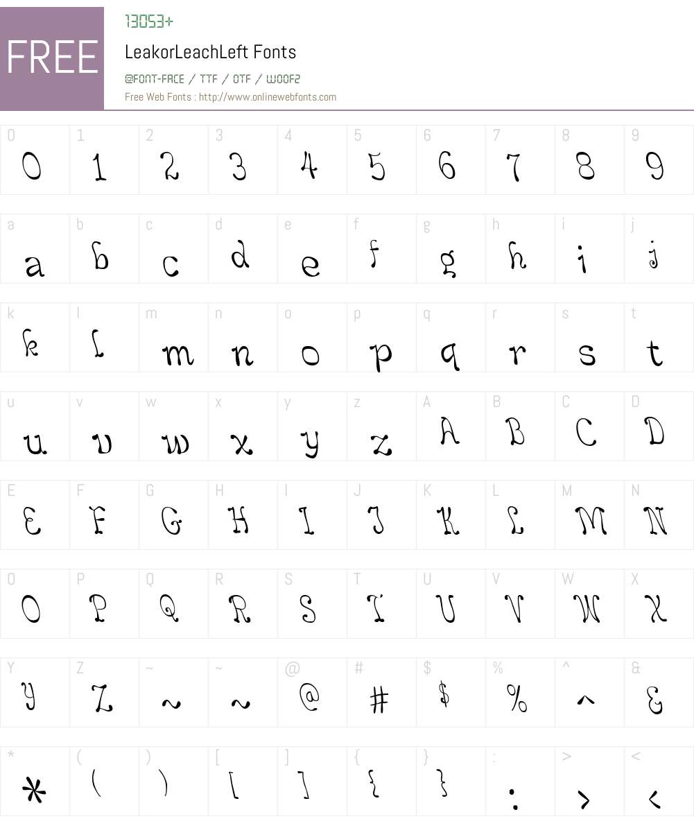 LeakorLeachLeft Font Screenshots