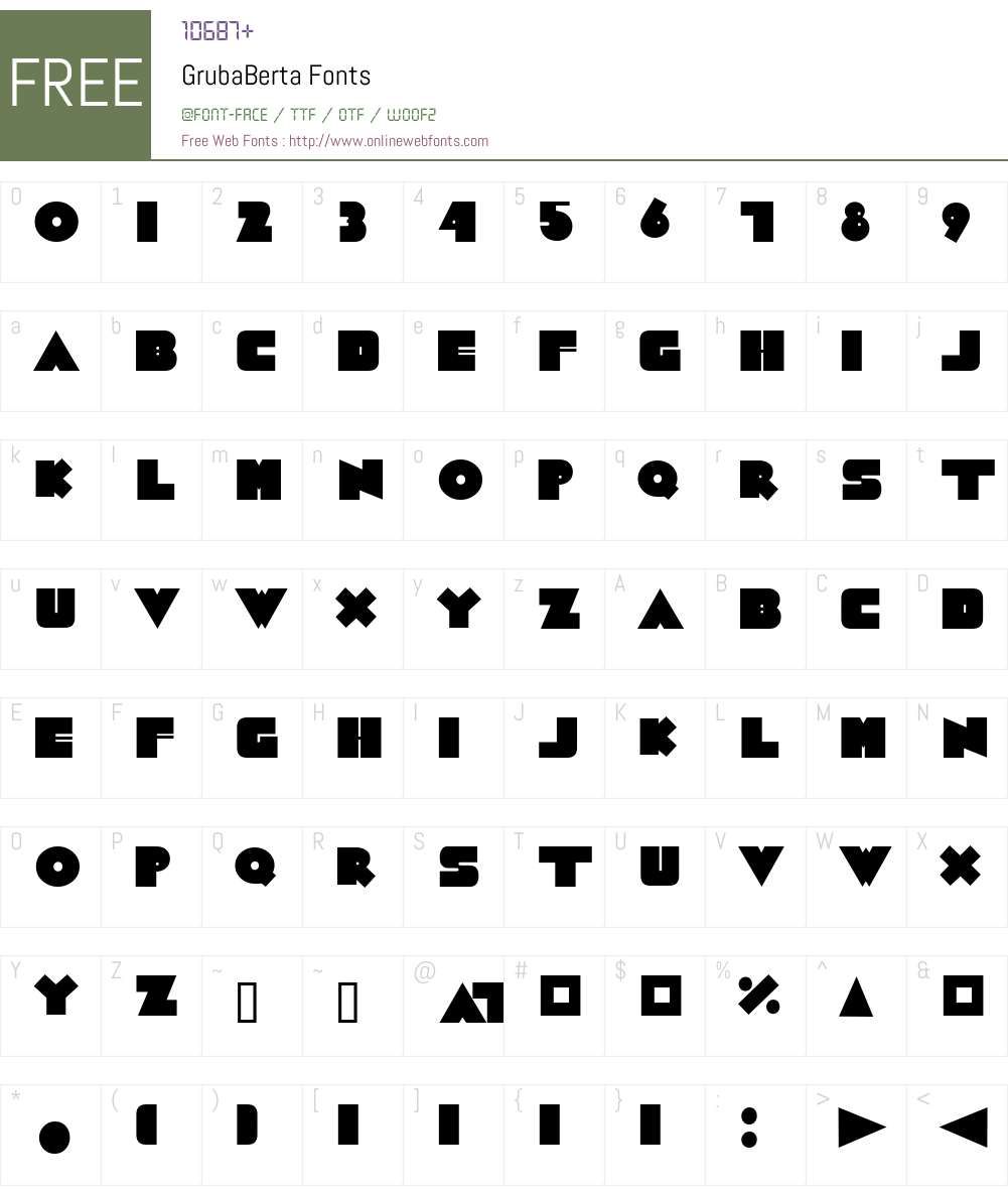 GrubaBerta Font Screenshots