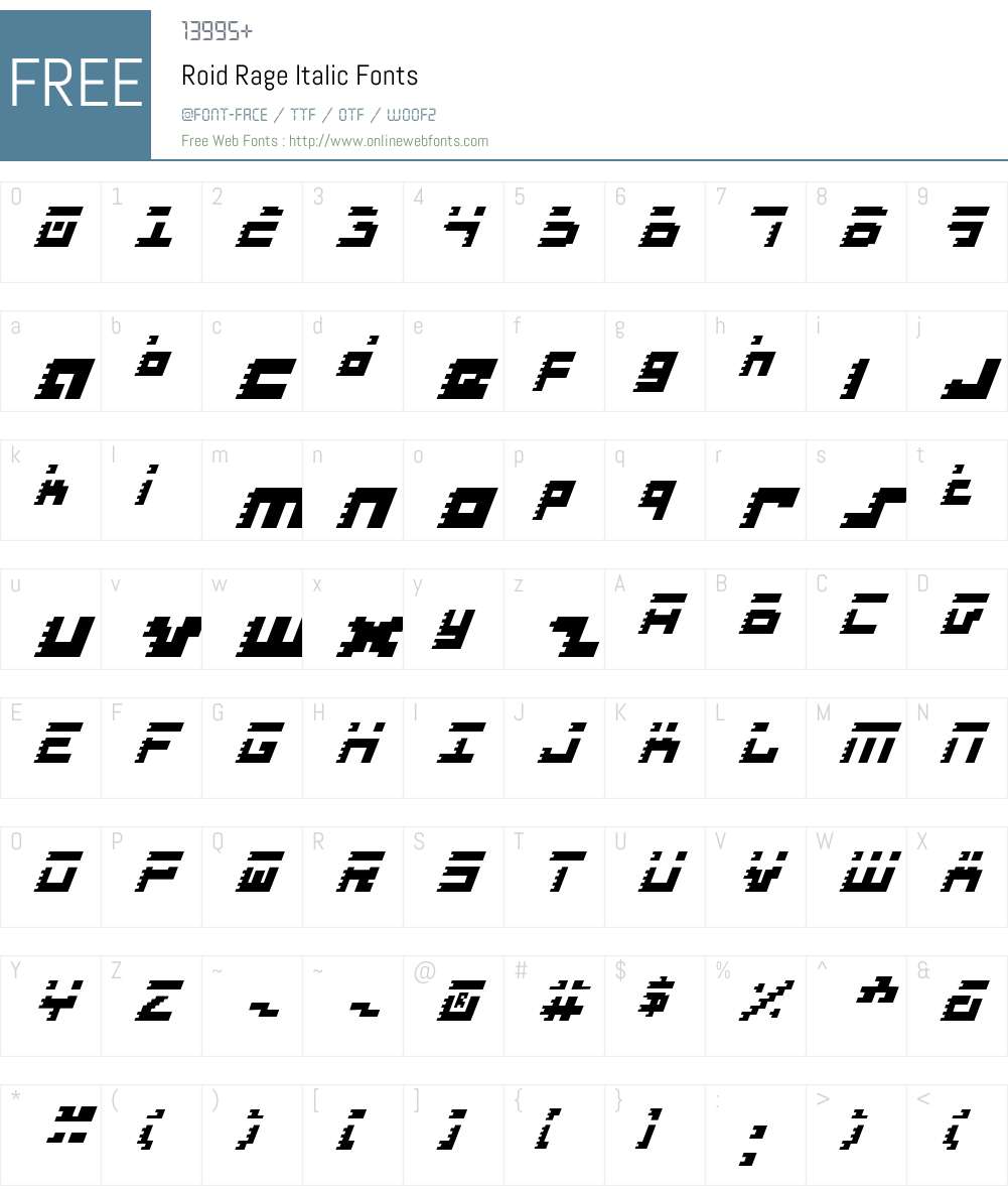 Roid Rage Italic Font Screenshots