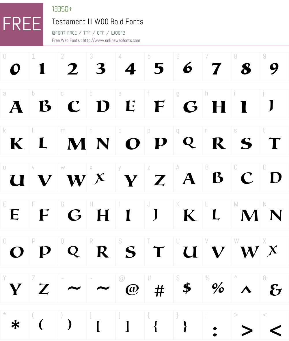 TestamentIIIW00-Bold Font Screenshots
