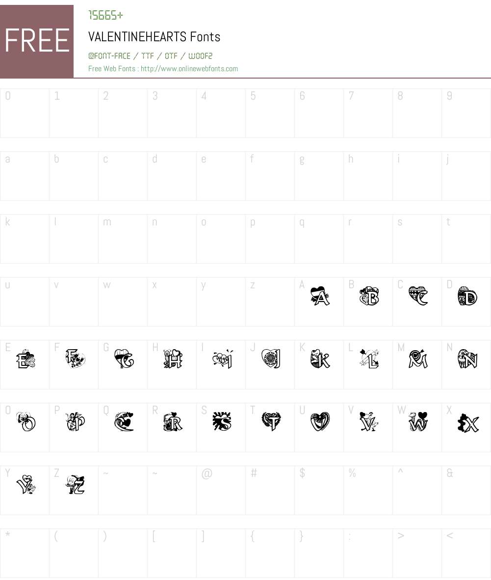VALENTINEHEARTS Font Screenshots