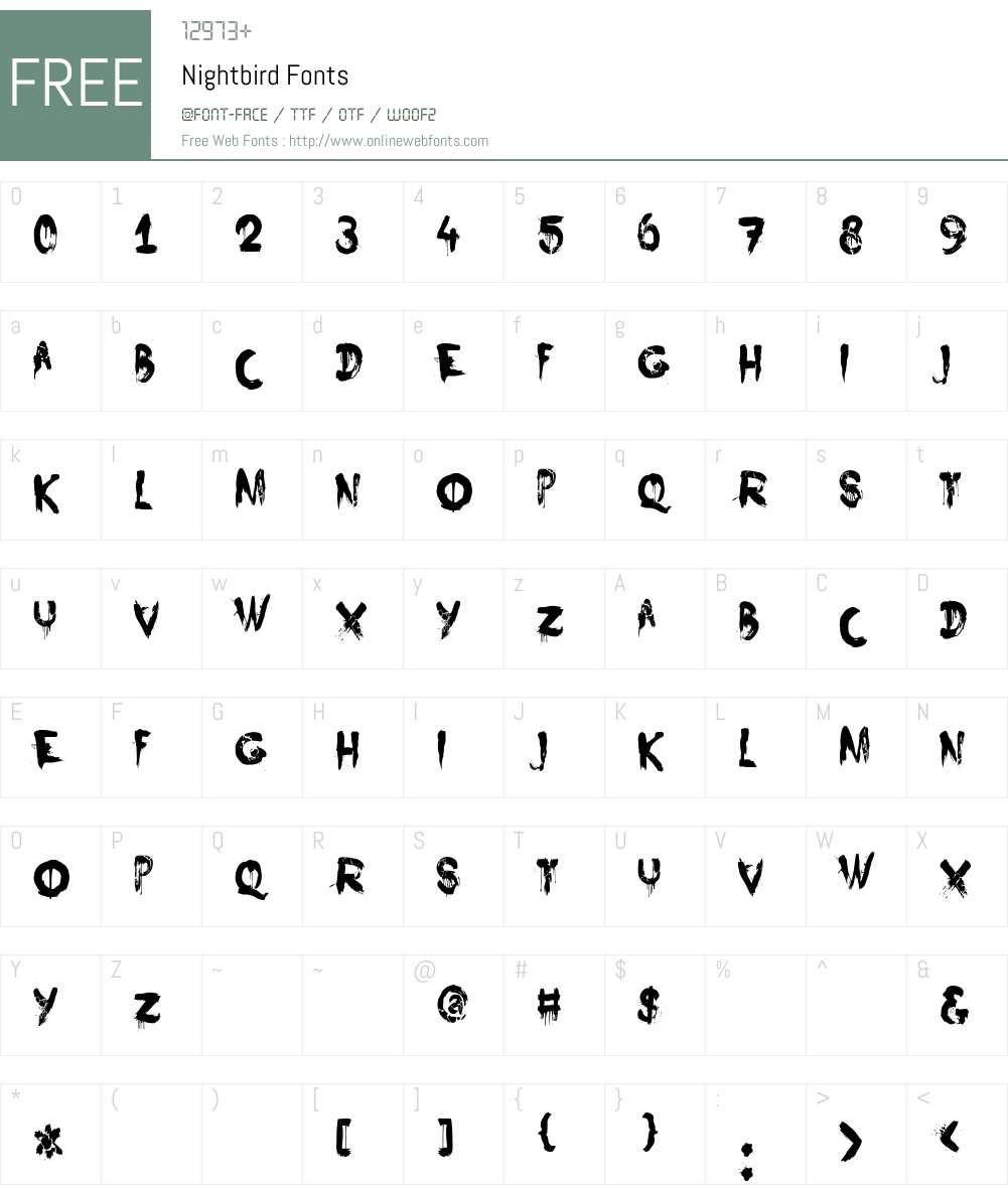 Nightbird Font Screenshots