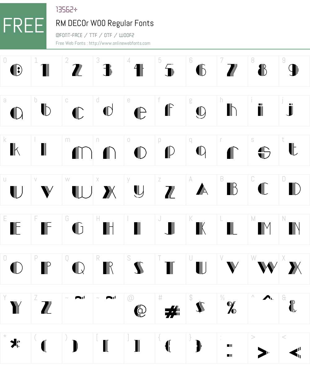RMDECOrW00-Regular Font Screenshots