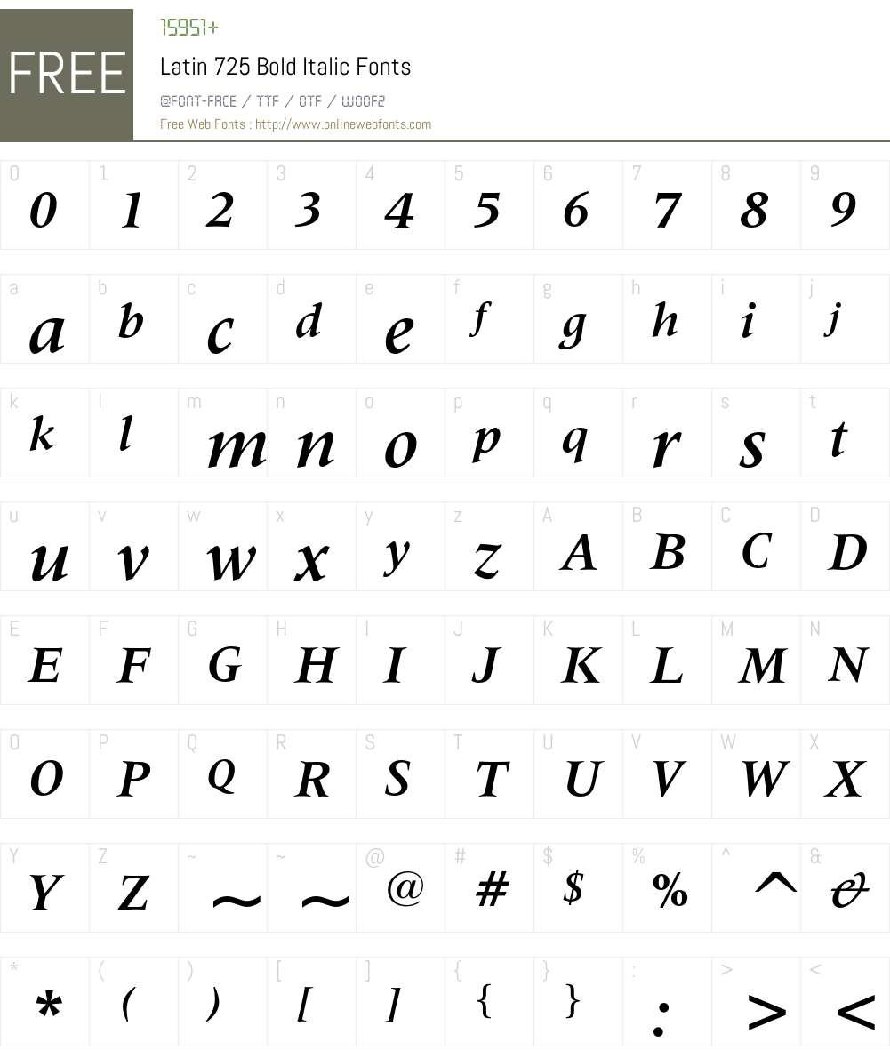 Latin 725 Font Screenshots