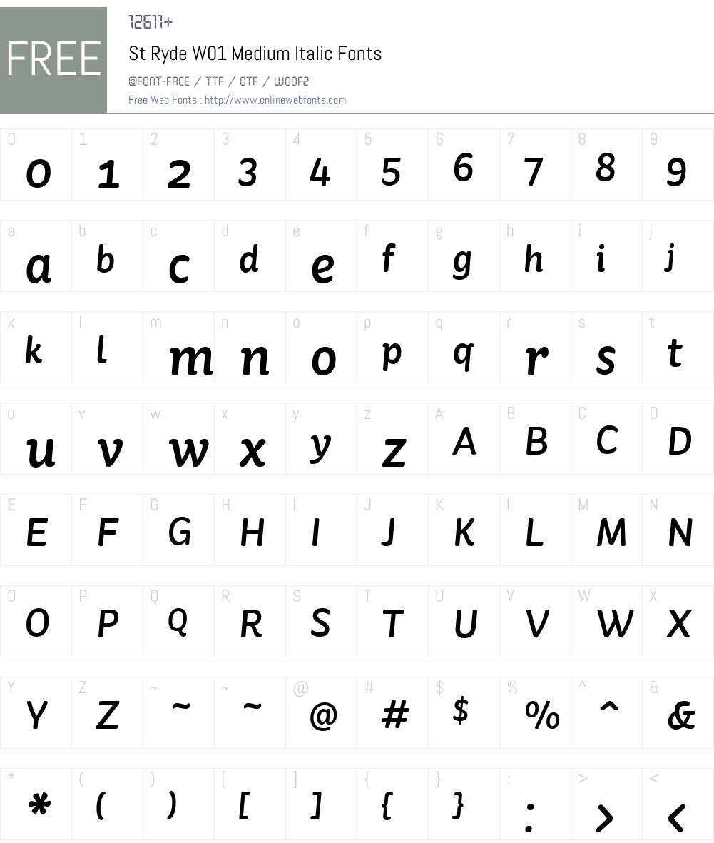 StRydeW01-MediumItalic Font Screenshots