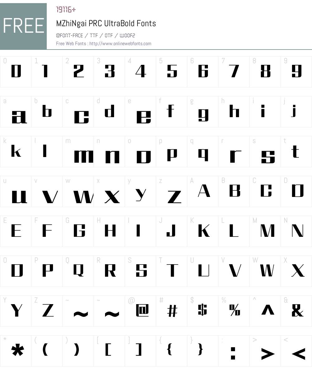 M Zhi Ngai PRC Font Screenshots