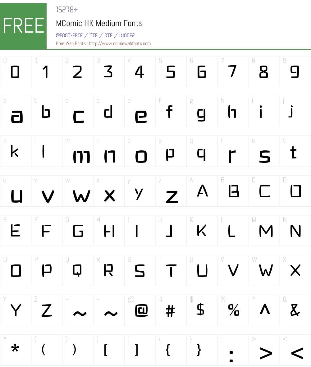 MComic HK Font Screenshots