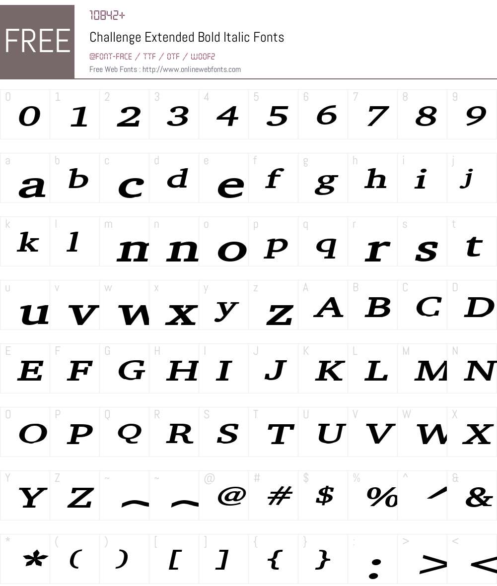 Challenge Extended Font Screenshots