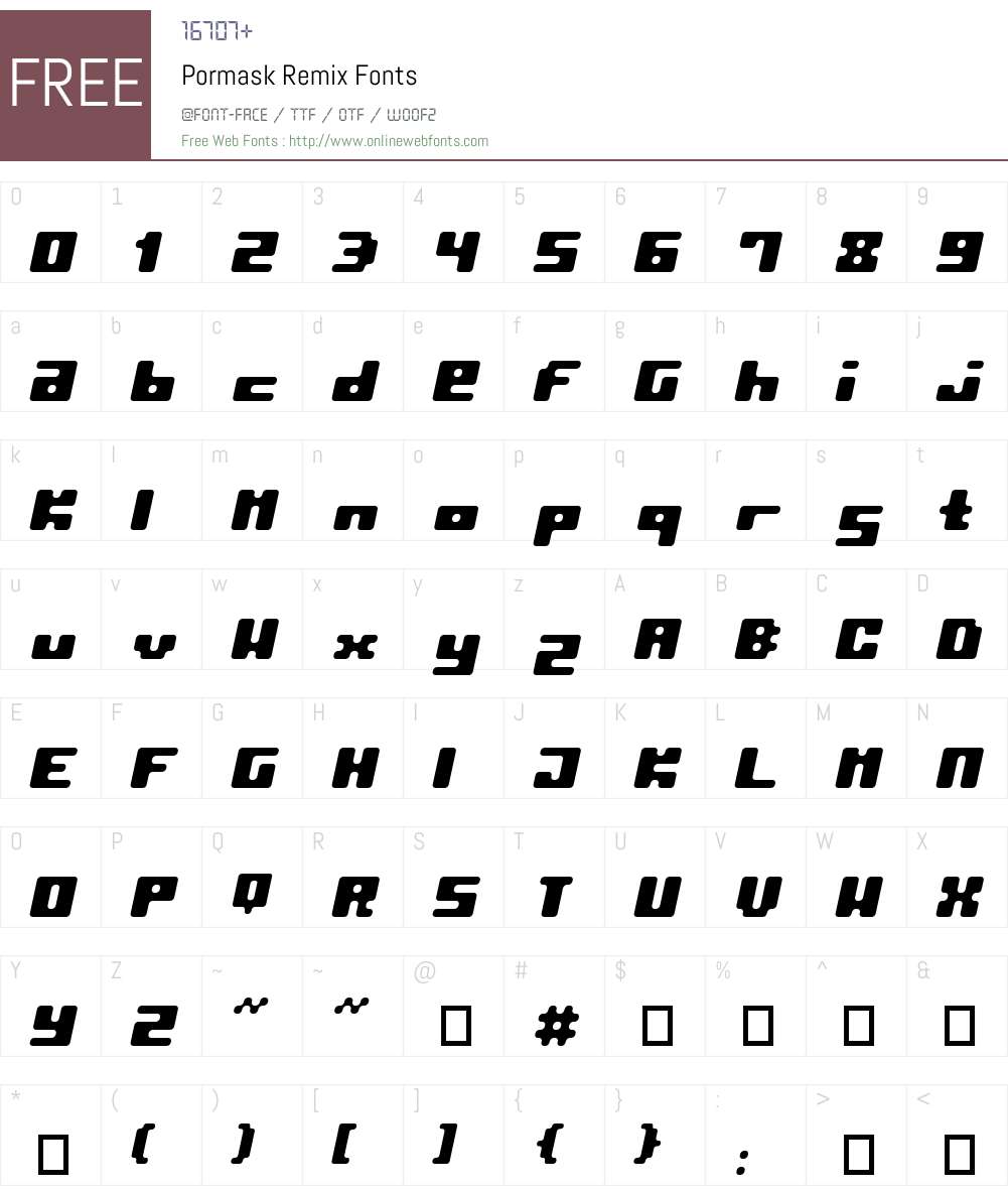 Pormask Remix Font Screenshots