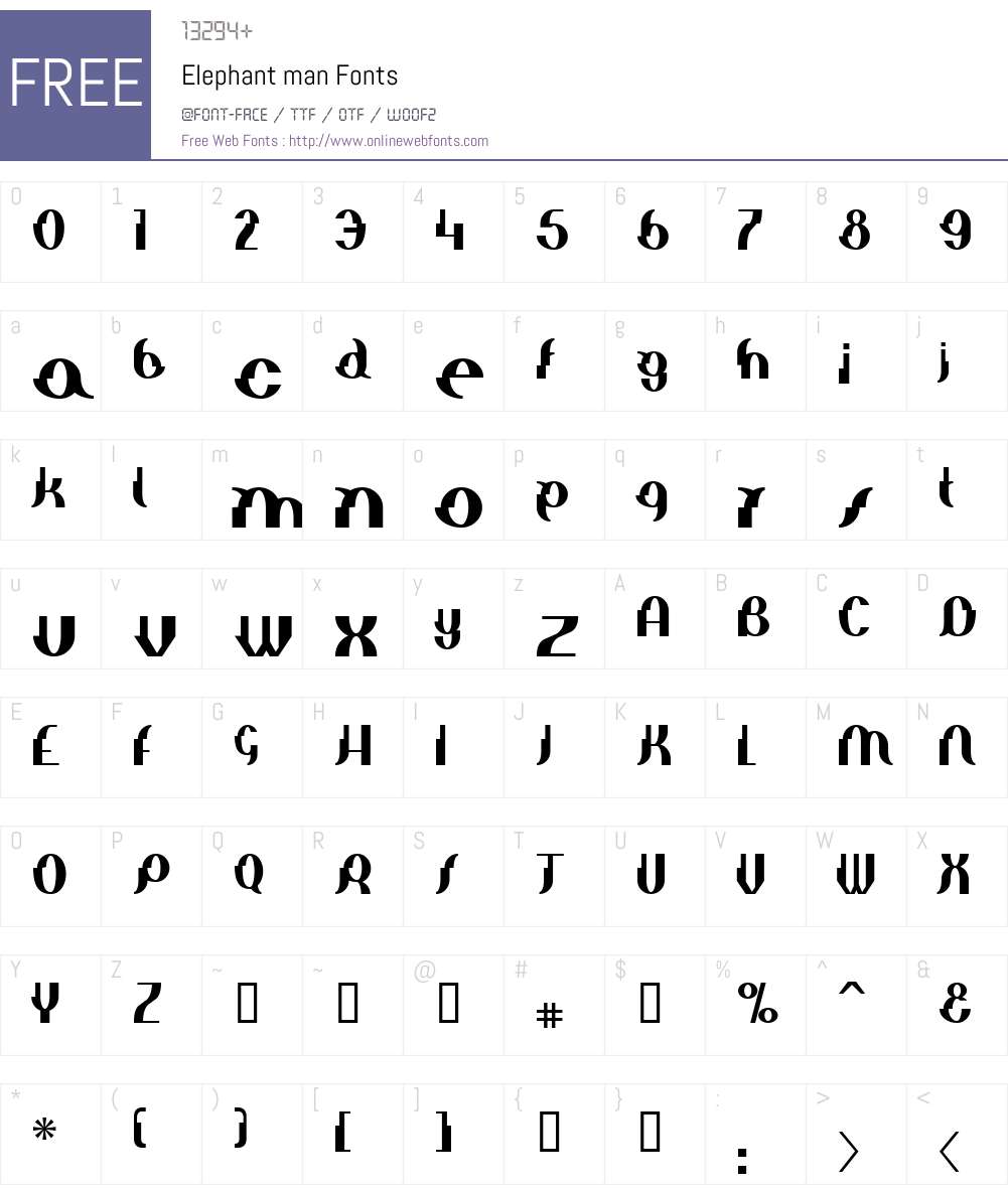 Elephant man Font Screenshots