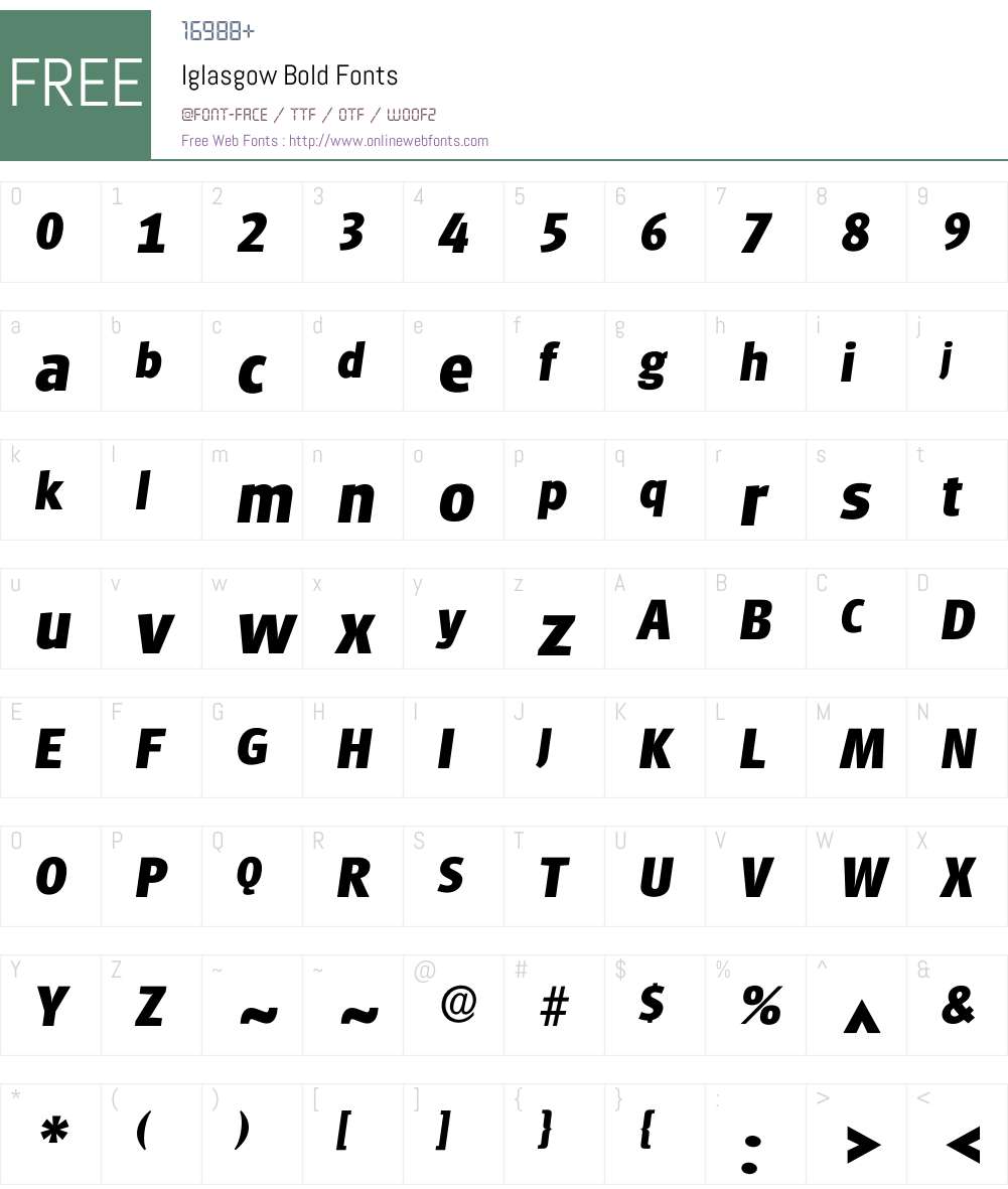Iglasgow Font Screenshots