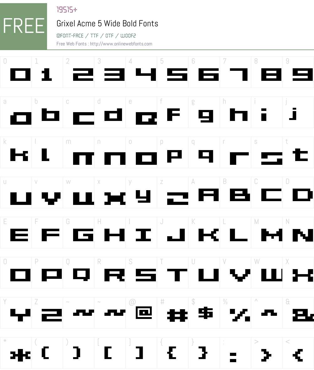 Grixel Acme 5 Wide Bold Font Screenshots