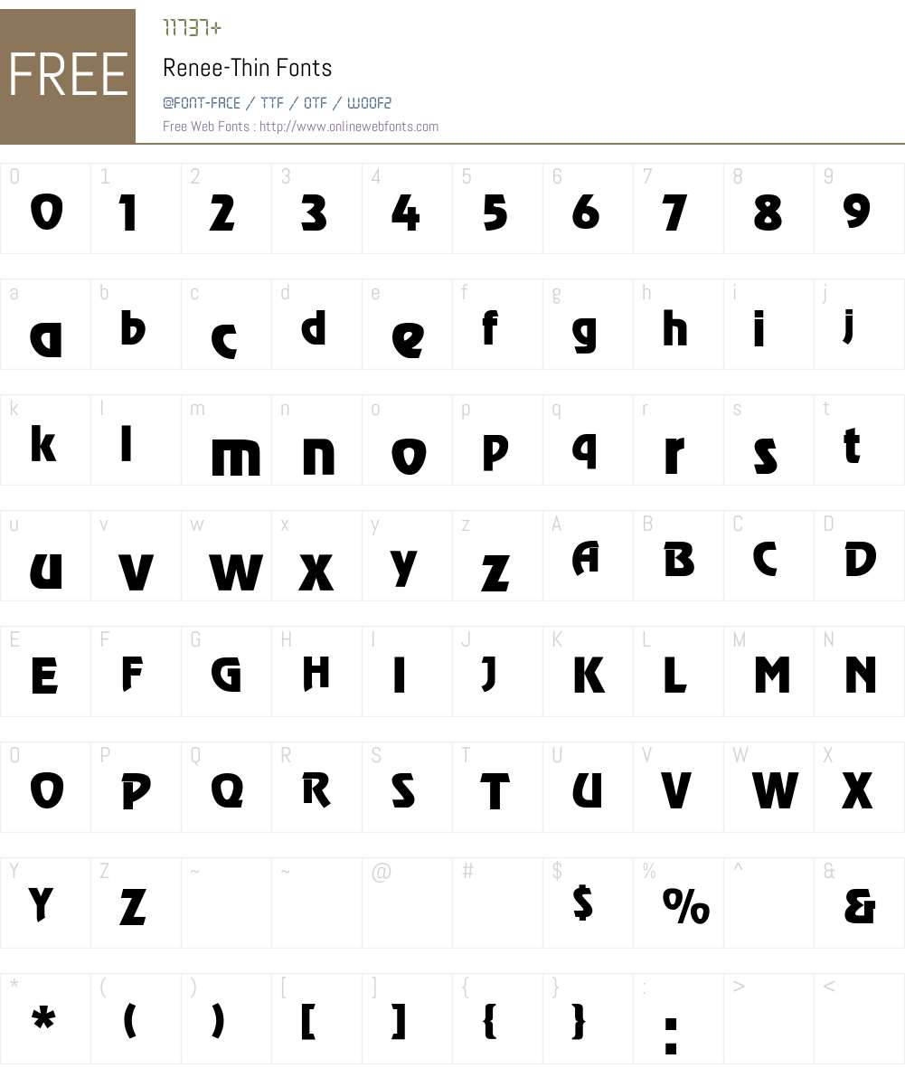 Renee-Thin Font Screenshots