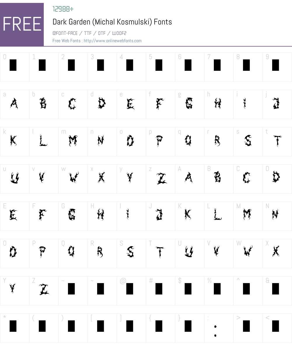 Dark Garden (Michal Kosmulski) Font Screenshots