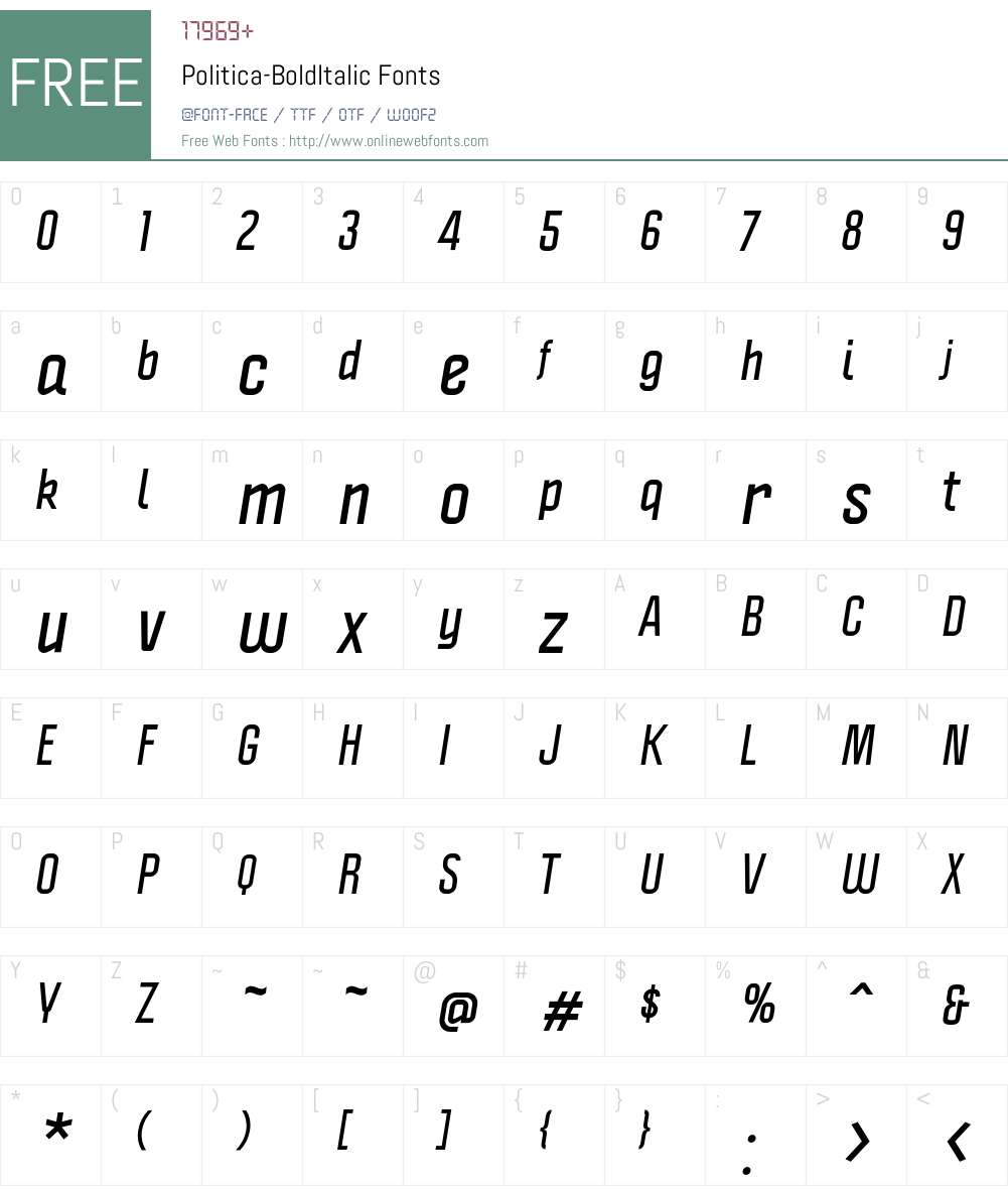 Politica Font Screenshots