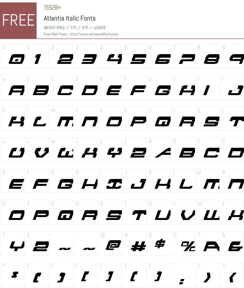Atlantia Italic Font Screenshots