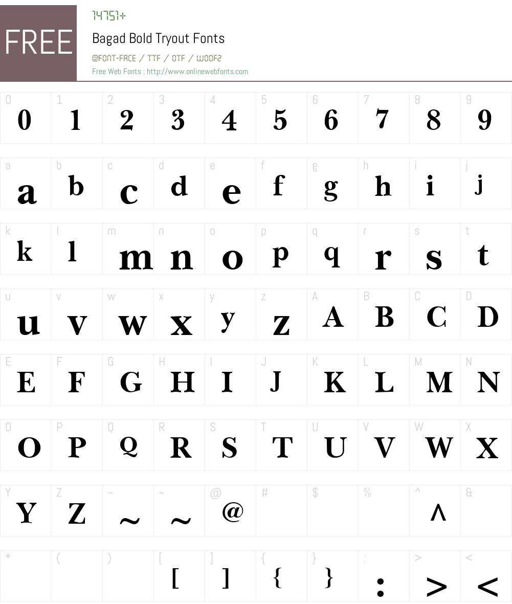 Bagad Bold Tryout Font Screenshots