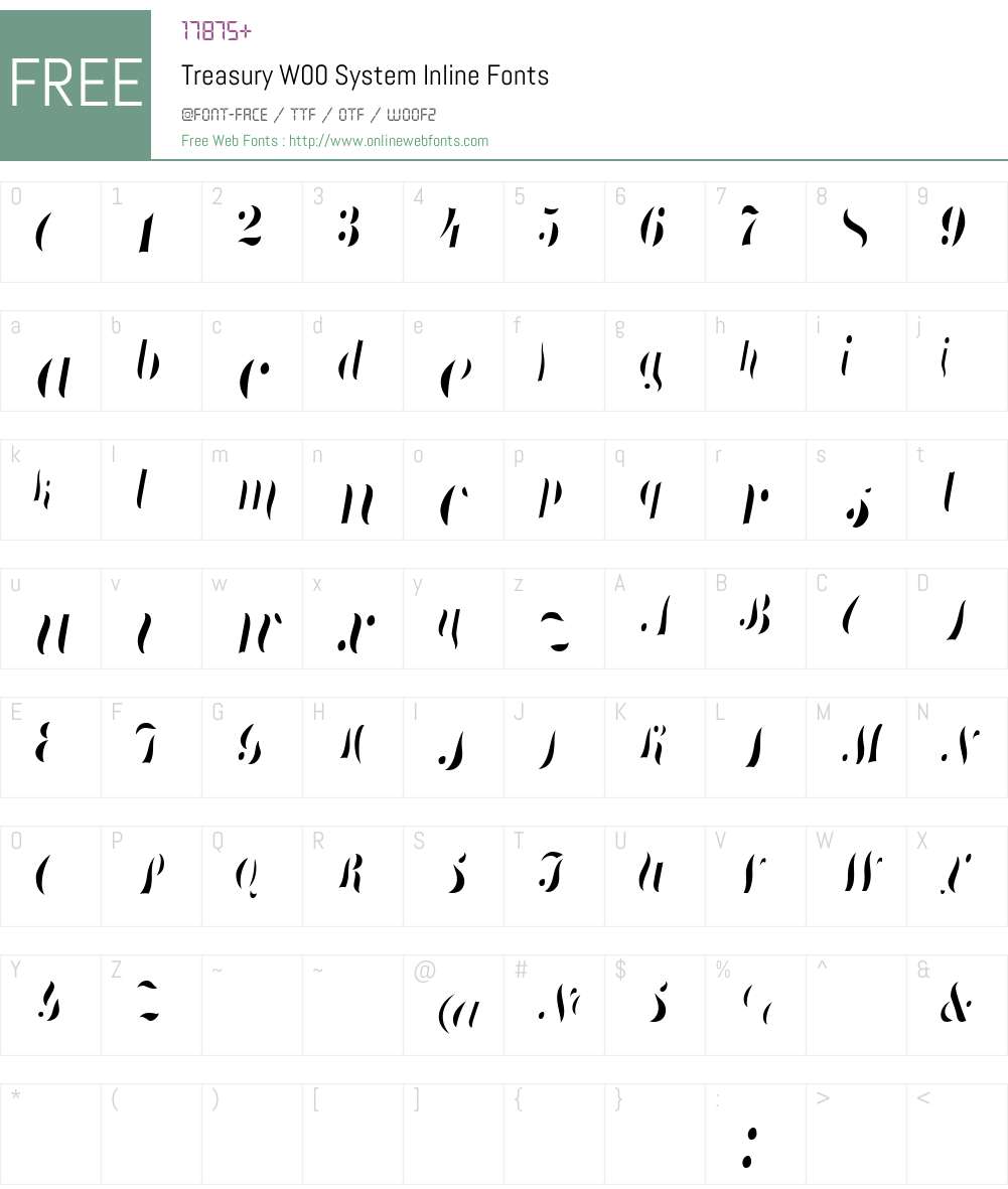 TreasuryW00-SystemInline Font Screenshots