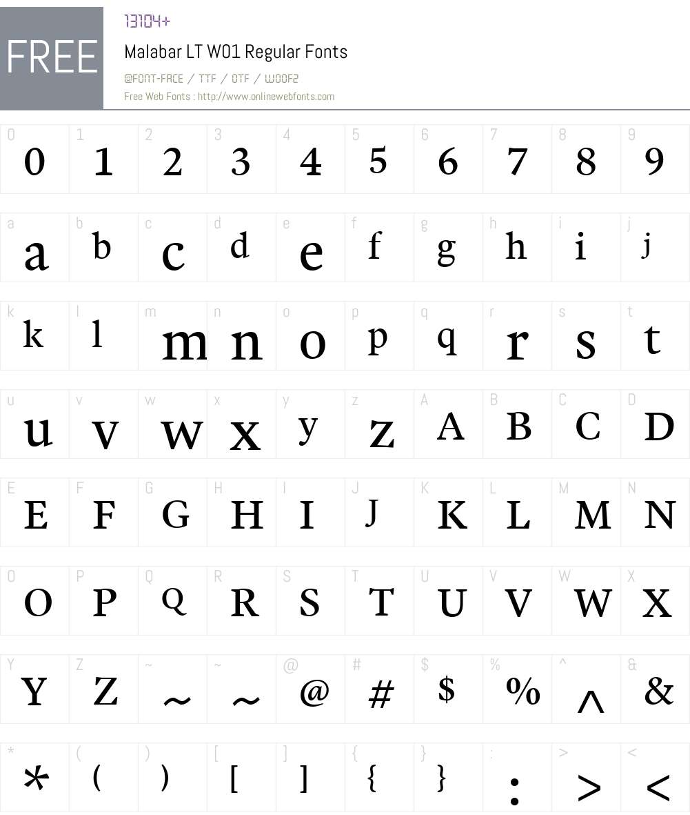 MalabarLTW01-Regular Font Screenshots
