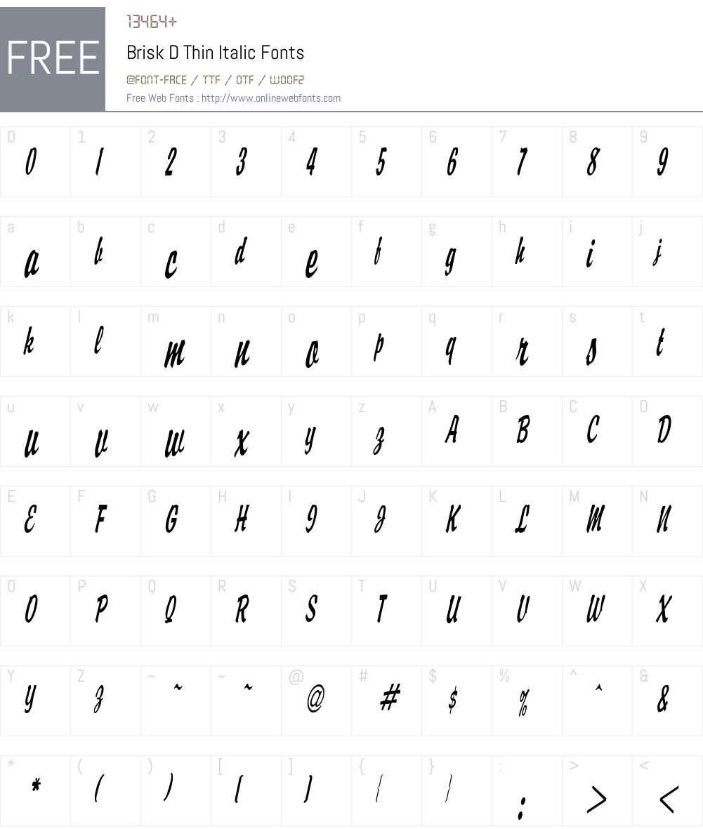 Brisk D Thin Font Screenshots
